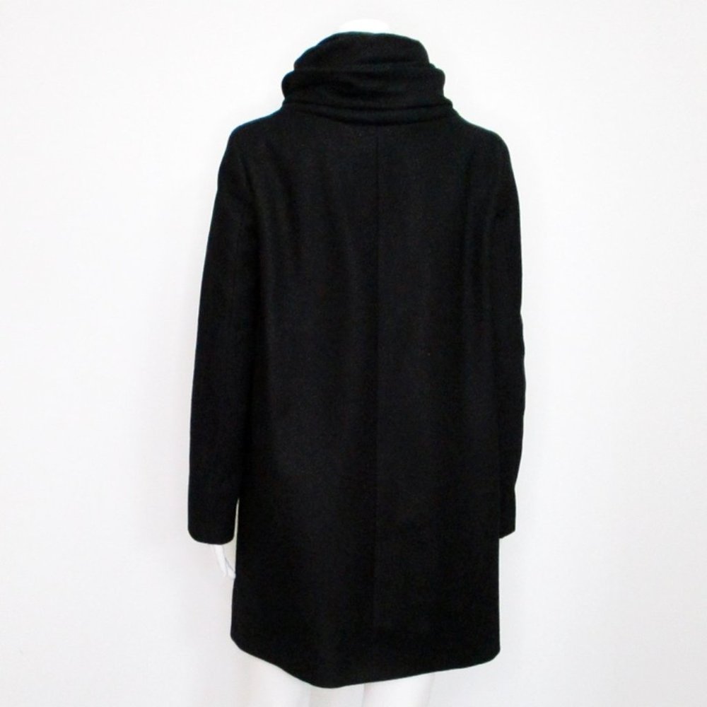Zara Basic Funnel Neck Black Coat Medium - image 7